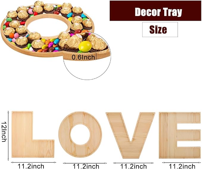 4PCS Larger Charcuterie Letter L O V E fillable Trays, 12Inch Letter Trays - Image 2
