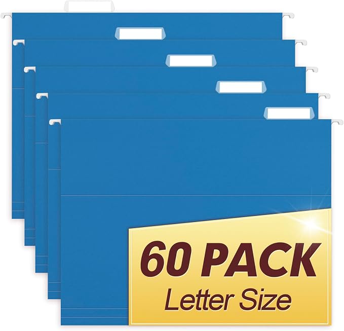 HERKKA Hanging File Folders, 60 Pack Reinforced Letter Size Hanging Folders by HERKKA