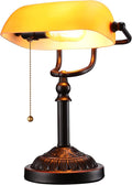 TORCHSTAR Amber Glass Bankers Desk Lamp by TORCHSTAR
