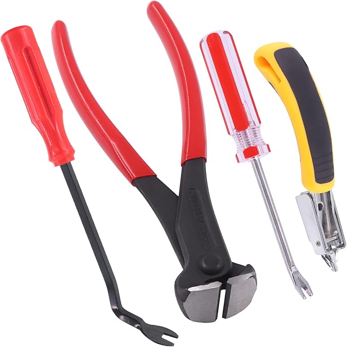 Swpeet 4Pcs Tack Puller Staple Remover Tool Set, Upholstery and Construction U by Swpeet