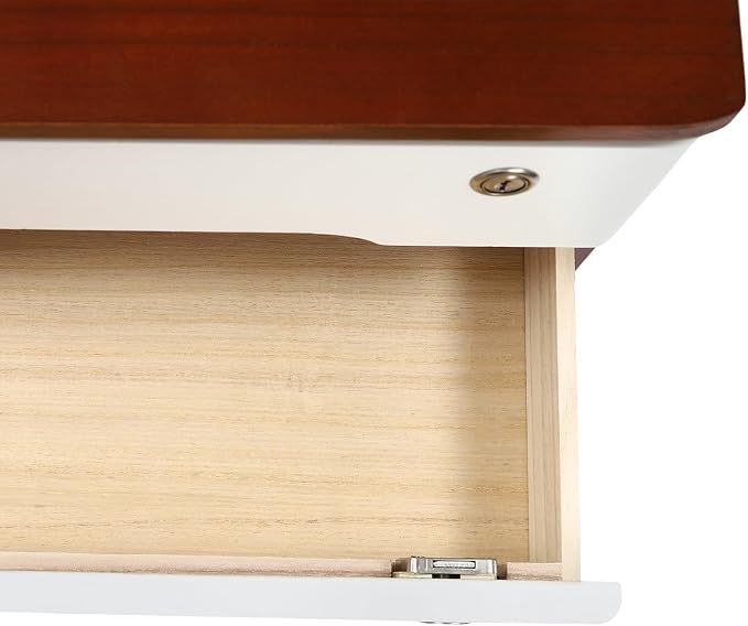 Lockable Desk Organizer Wooden Desktop Drawers Office Flat Files Storage Box - Image 8
