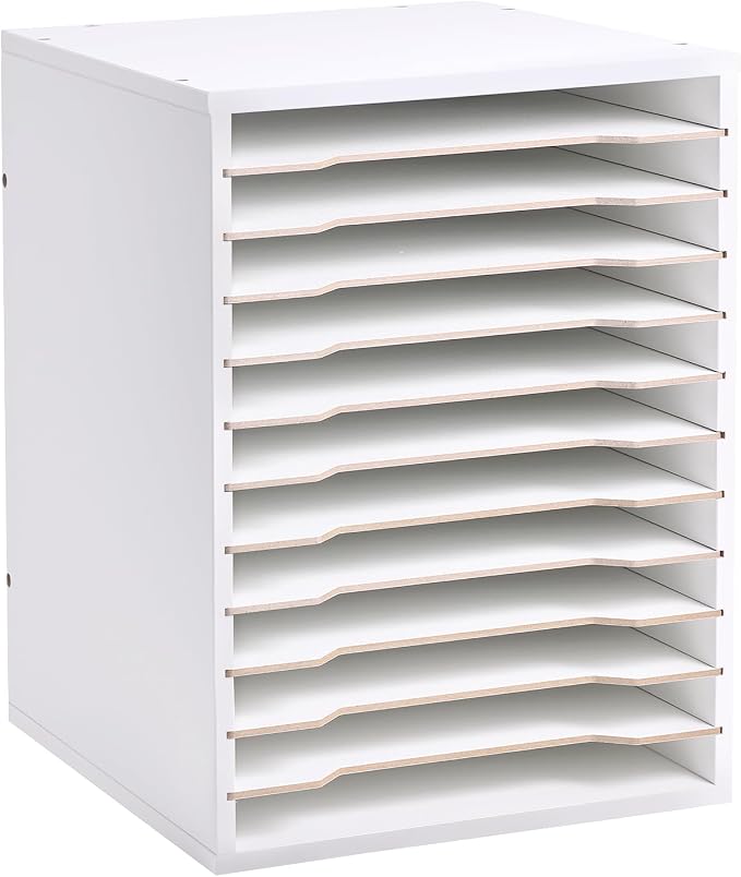 Caydo 12 Slot 8.5" x 11" Paper Organizer Storage, Wood Adjustable Shelves Paper by Caydo