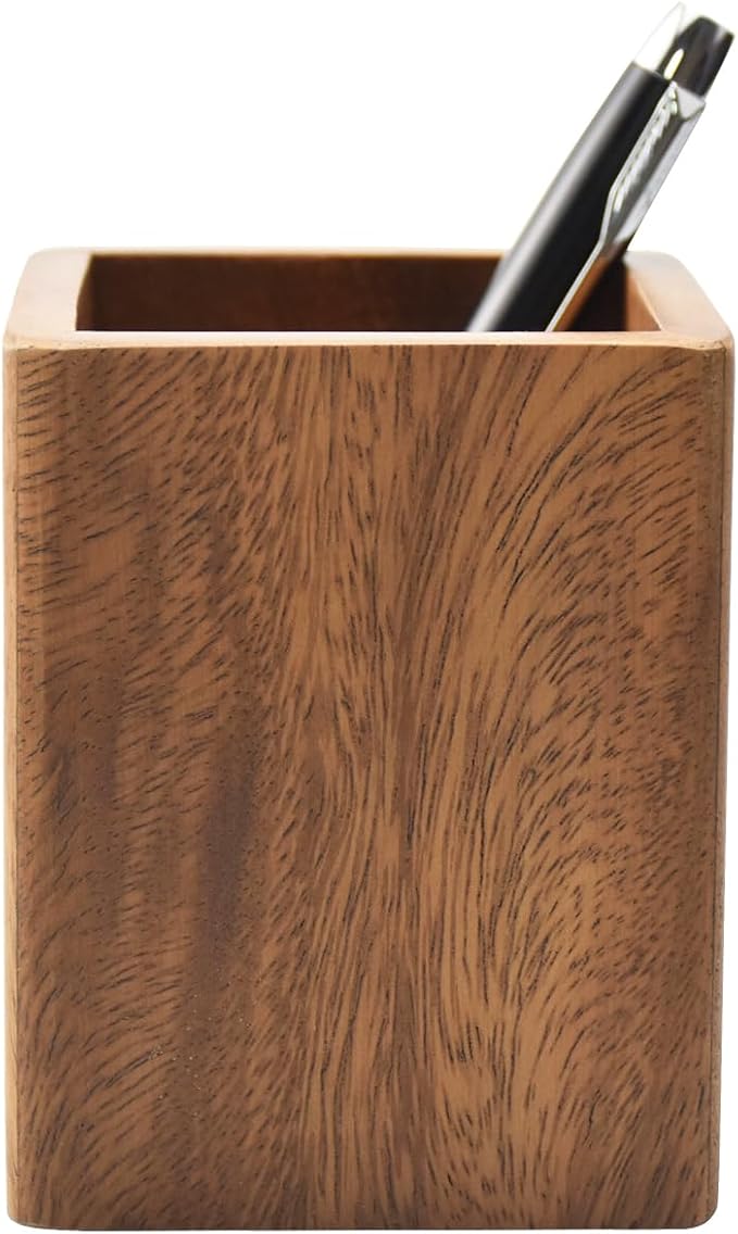 Walnut Wooden Pencil Holder Cup by Unknown