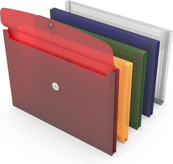 TRU RED Expanding Wallets, Legal Size, Button & String Closure, Durable Poly by TRURED