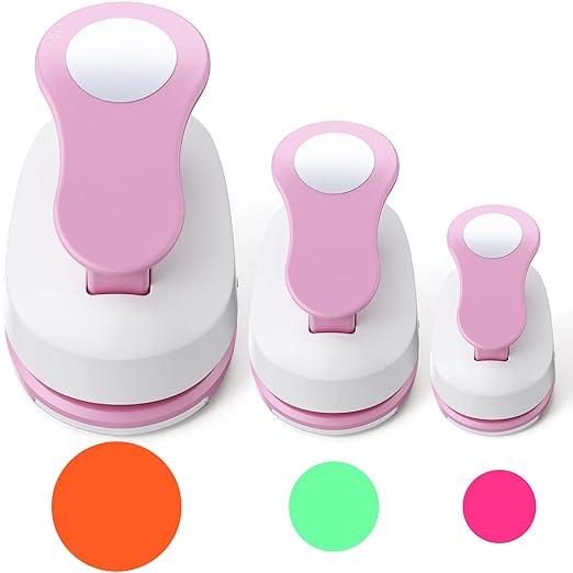 Chengu 3 Pack Craft Paper Punch Circle 2, 1 and 5/8 Inch Punch Paper Punchers by CHENGU