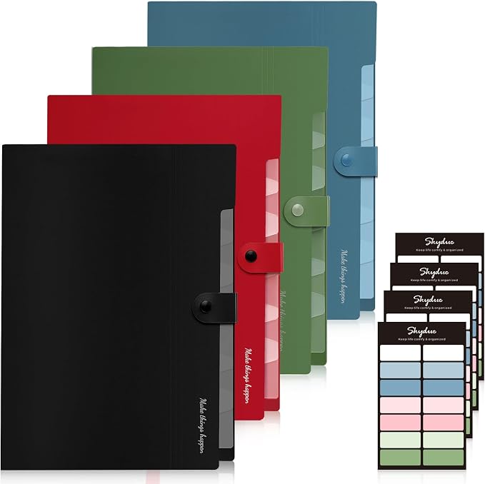 SKYDUE 8 Pockets Accordion File Organizer, Expanding File Folders, Portable by SKYDUE