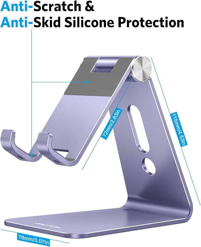OMOTON Adjustable Cell Phone Stand, C2 Aluminum Desktop Cellphone Stand - Image 3