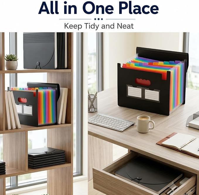 13 Pockets Accordion File Organizer, Portable Expanding File Folder - Image 5