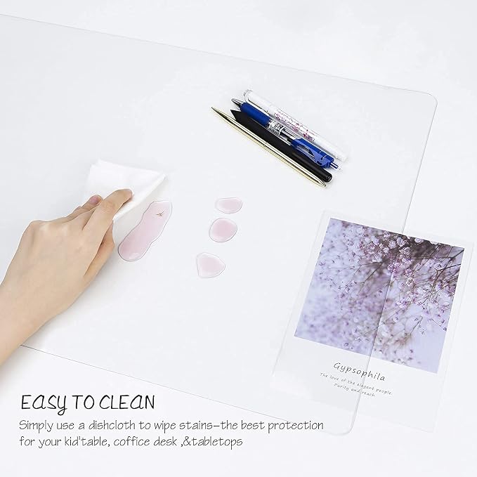 Oterri Clear Writing Desk Pad, 14’’x24” Heat Resistant Waterproof PVC Round - Image 5