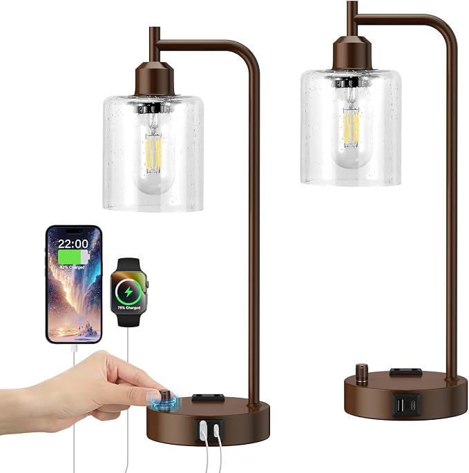 Innqoo Industrial Table Lamps for Bedrooms Set of 2 - Image 7