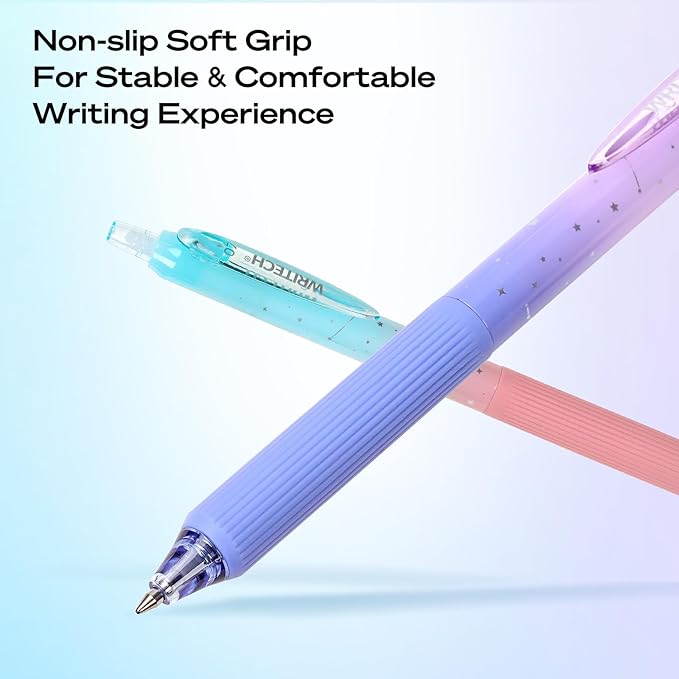 WRITECH Gel Pens Fine Point: Nebula Pen Set 0.7mm Black Ink Retractable 6ct - Image 2