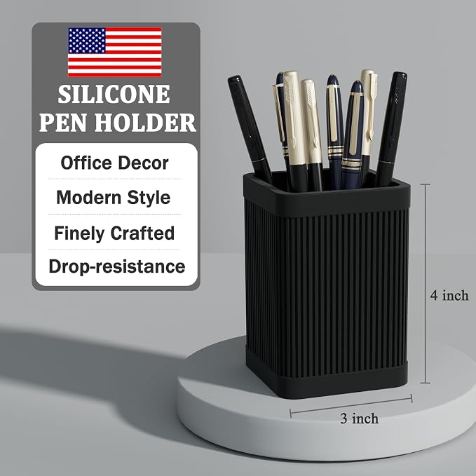 HighHerz Aesthetic Pen Holder For Desk, Modern Silicone Pencil Holder, Stylish - Image 4