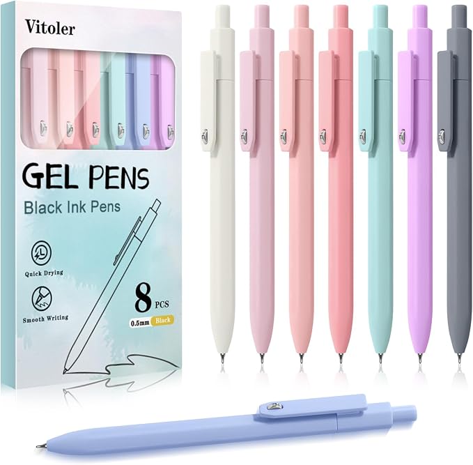 Vitoler Cute Pens, 8 Pack 0.5mm Fine Point Gel Pens by VITOLER