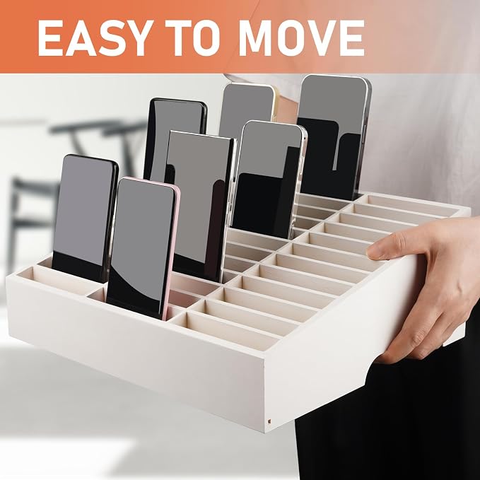 Wooden 36-Grid Cell Phones Storage Box Desktop Mobile Phone Holder Organizer - Image 5