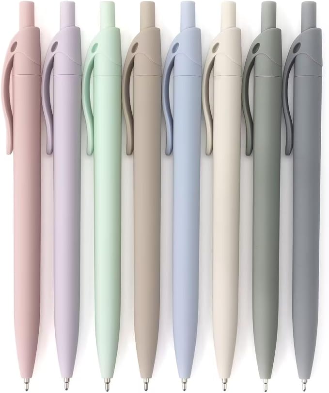 Bribobo 8-Pack Retractable Ballpoint Pens, Smooth Writing, Comfortable Grip by Bribobo