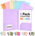 Sooez 6Pack Folders with Pockets, Pocket Folders with Extra Labels, Plastic by Sooez
