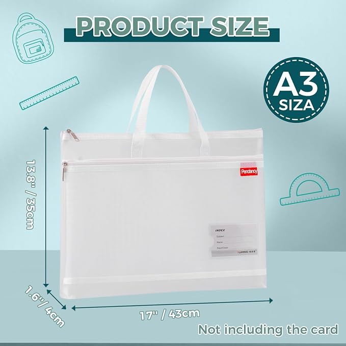 Pendancy Mesh Zipper Pouch A3 Size, Large Double Pocket Lightweight Nylon - Image 2