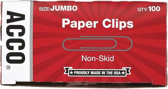 ACCO Non-Skid Paper Clips, No.4 Jumbo Size, Box of 100 Clips, 1 Box - Image 4