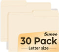 SUNEE File Folders, 30 Pack Manilla Folders 8.5 x 11, 1/2 Cut Tab by SUNEE