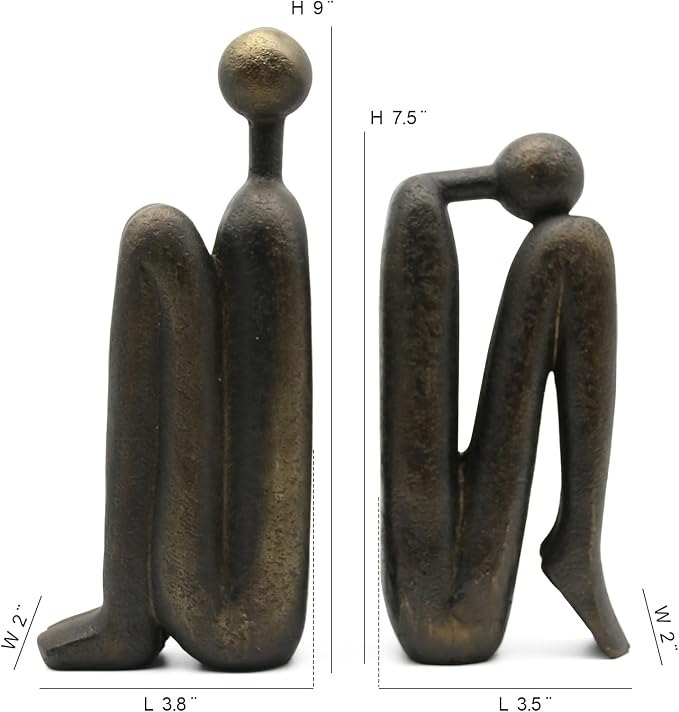 Lukitas Thinker Decorative Bookends, Non-Slip Book Holder, Book Ends - Image 4