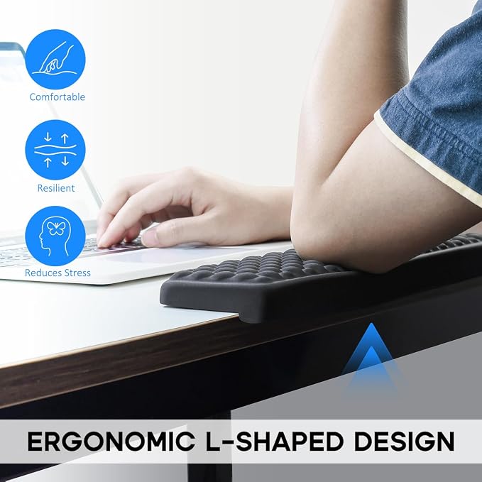 JIKIOU L-Shaped Desk Elbow Pad for Desk, Memory Foam Elbow Support Padding - Image 3