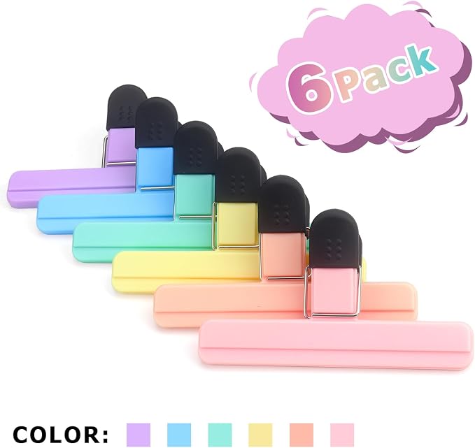 Tamaki 6 Pack Large Chip Bag Clips Assorted Color Food Bag Clips Plastic Heavy - Image 2