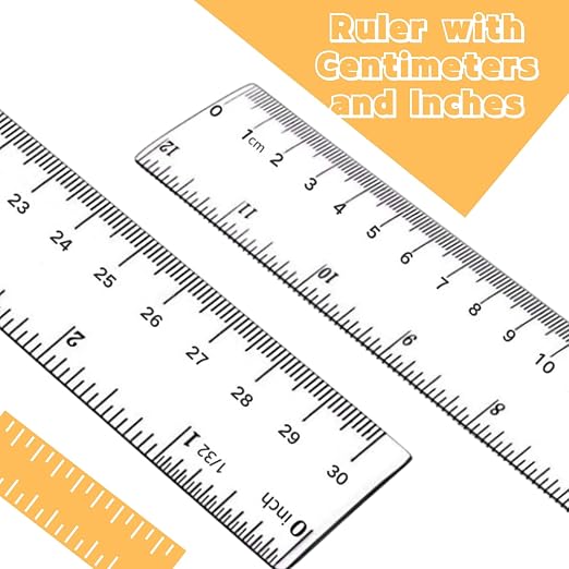 Plastic Ruler, 12 Inch Clear Plastic Ruler, Centimeter, Millimeter and Inches - Image 2