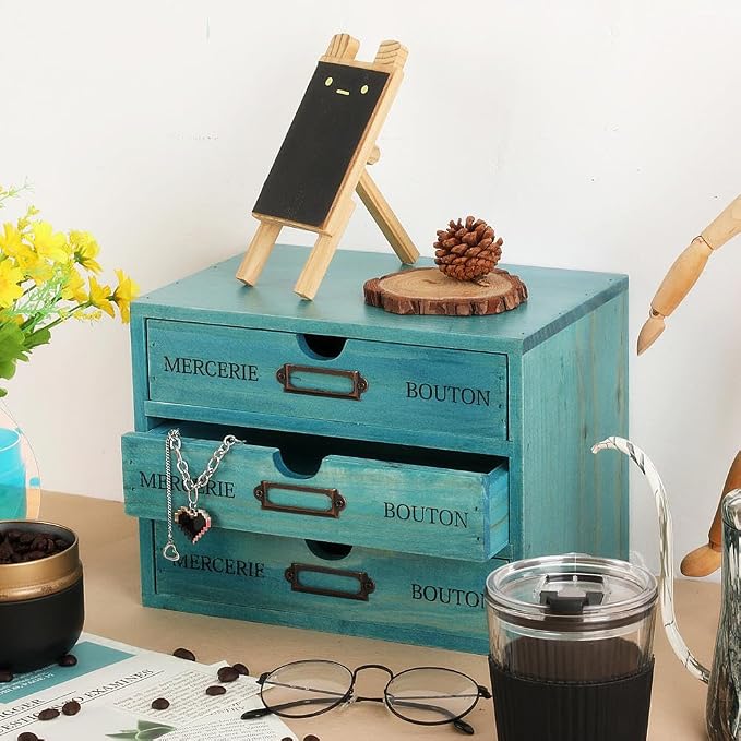 Wooden Storage Box Rustic Desktop Organizer - Image 4