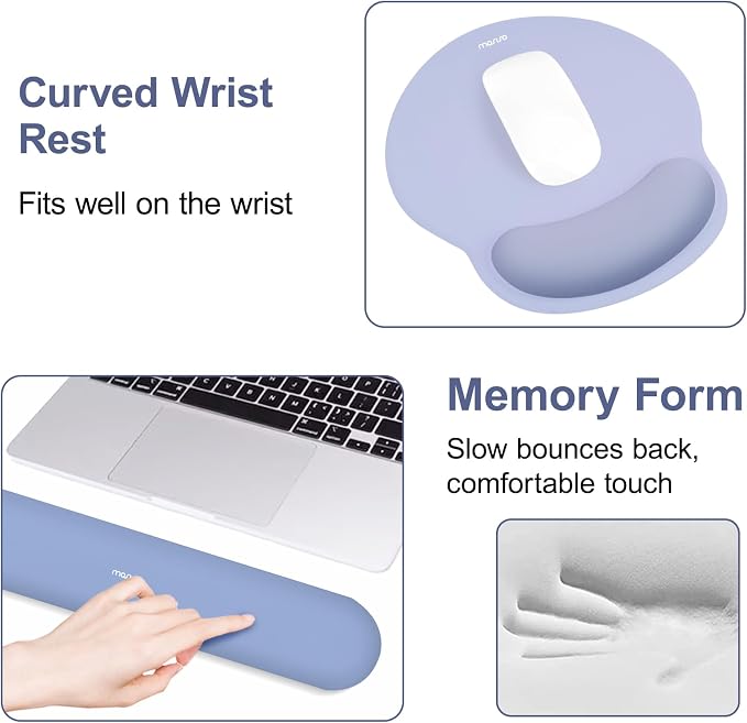 MOSISO Wrist Rest Support for Mouse Pad&Keyboard Set, Circle Curved Ergonomic - Image 4