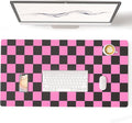 Colorful Star Large Black and Pink Mouse Pad, Plaid Waterproof Office Desk Mat by ColorfulStar
