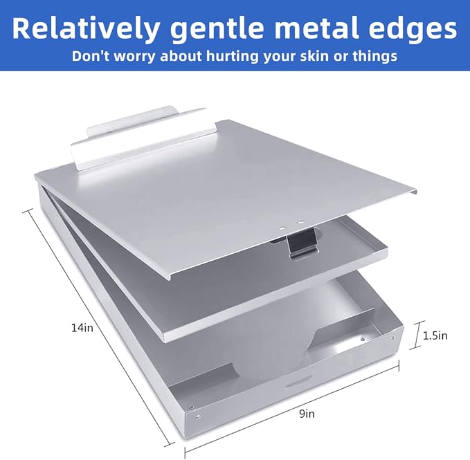 Sunnyclip Metal Clipboard with Storage, Aluminum Three-Tier Box Clipboards - Image 7