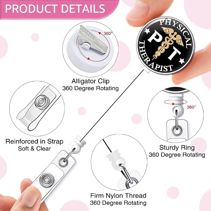 PT Physical Therapist Badge Reel Retractable - Image 3