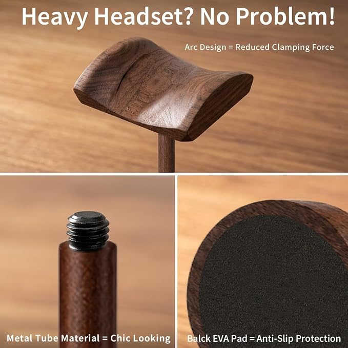 Headphone Stand Nature Wood Headset Hanger Mount Hook Gaming Holder Desktop - Image 5