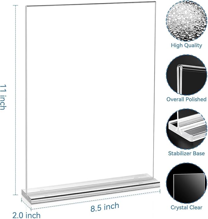 EHWINE Acrylic Sign Holder 8.5 x 11, 10 Pack Double-Sided Stand up Table Top - Image 4