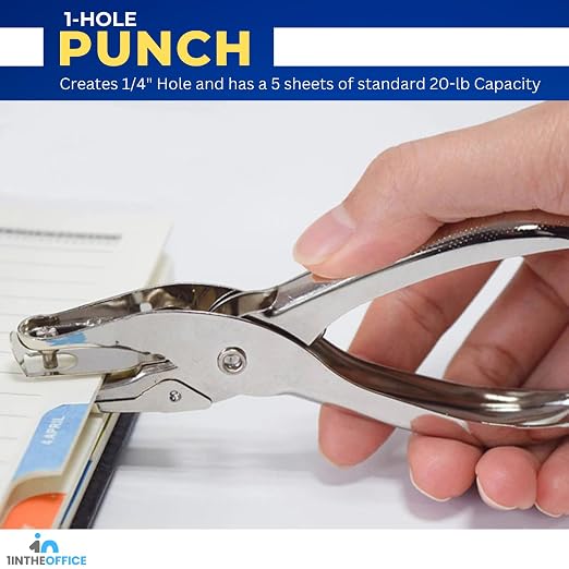 1InTheOffice Single Hole Puncher, 1/4" Punch Size Small Hole Punch, Paper - Image 5
