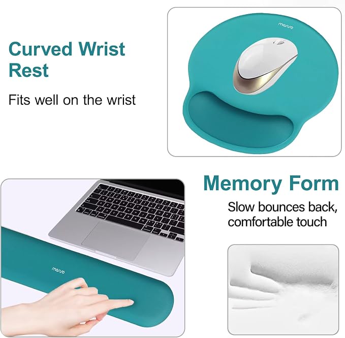 MOSISO Wrist Rest Support for Mouse Pad&Keyboard Set, Circle Curved Ergonomic - Image 4