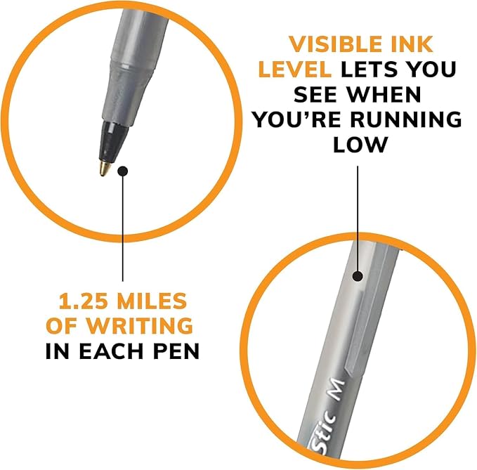 BIC Round Stic Xtra Life Ballpoint Pens, Office Essentials and Teacher Supplies - Image 8