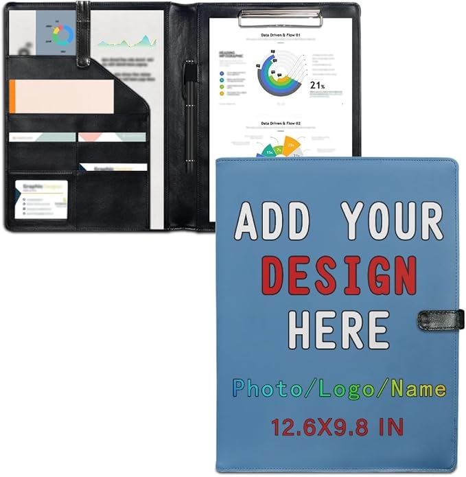 Personalized Padfolio with Logo Photo Name, Custom Business Portfolio Folder by LMPTOEI