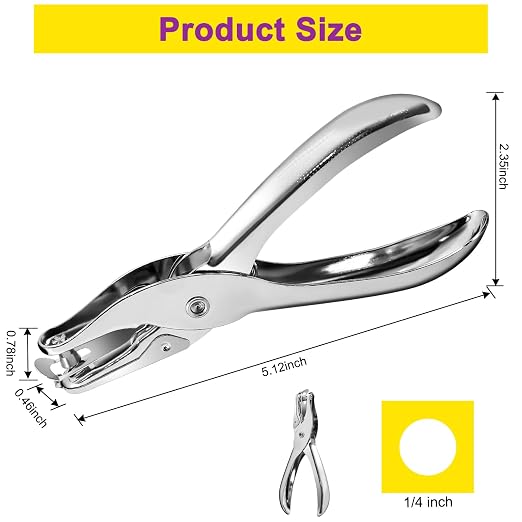 Decymis 2 Pieces Small Single Hole Punch, 1/4 Inch One Hole Paper Punch - Image 3