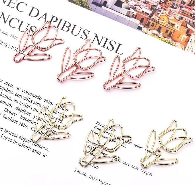 OWLFAVO 36pcs Tulip Flower Shape Paper Clips - Image 4