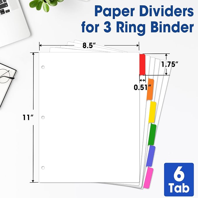 408 Pcs Binder Dividers with Multicolor Tabs, 1/6 Cut Tabs, Dividers - Image 2