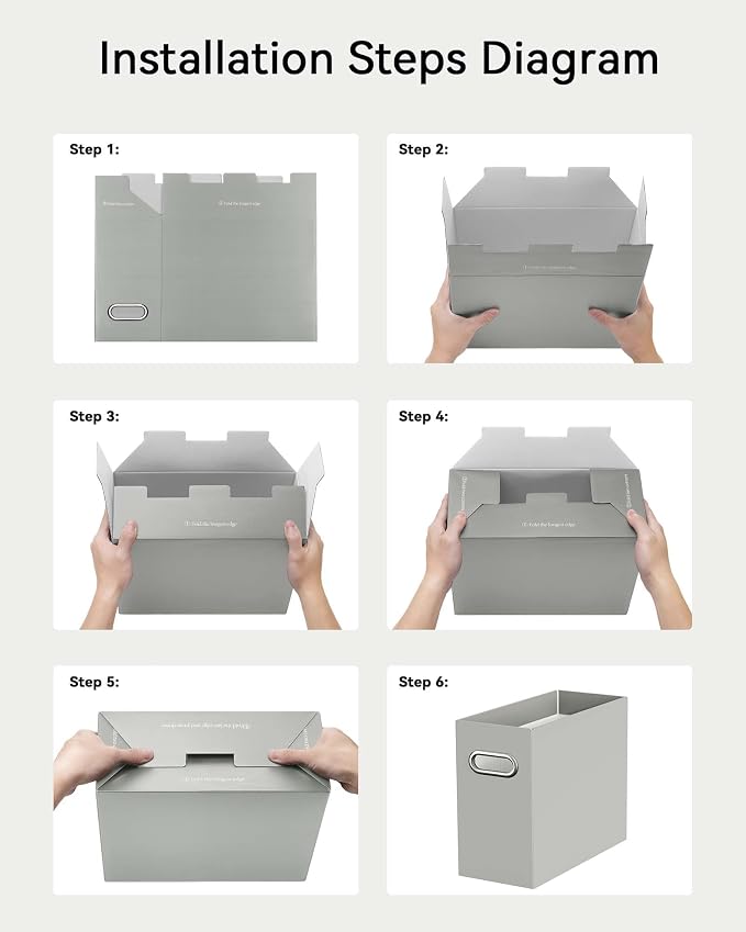 Oterri File Organizer Box, Portable Collapsible Cardboard File Folder Organizer - Image 4