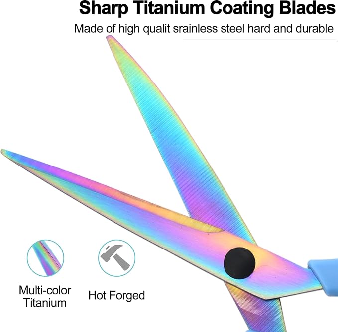 Scissors All Purpose, Sharp Titanium Blades Shears, Rubber Comfort Grip Handle - Image 3