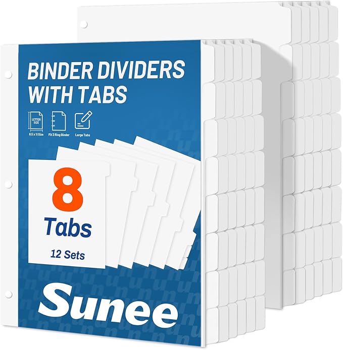 SUNEE Binder Dividers with Tabs by SUNEE