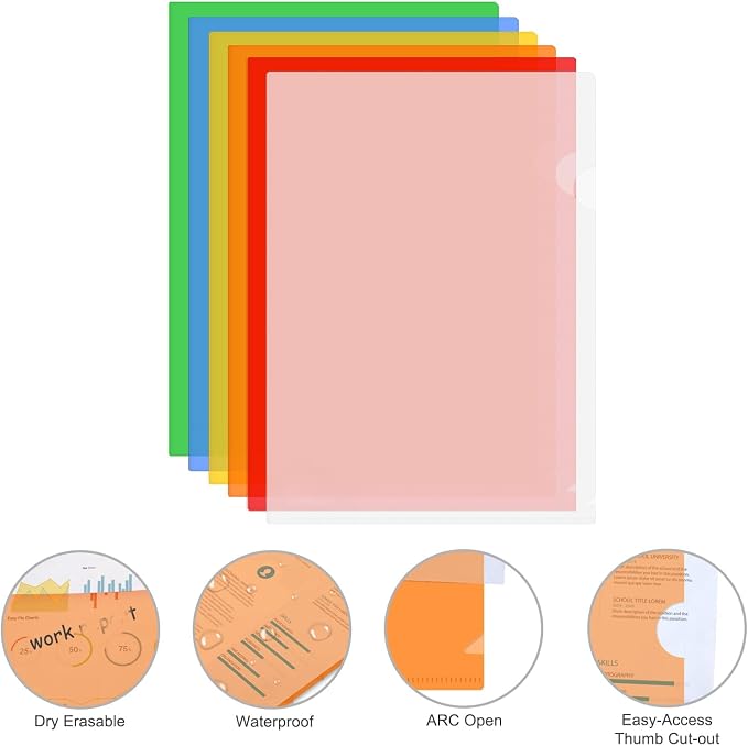 ViVin 6 Pack Plastic Clear Document Folders, L-Type Plastic 8.5x11 File Sleeves - Image 2