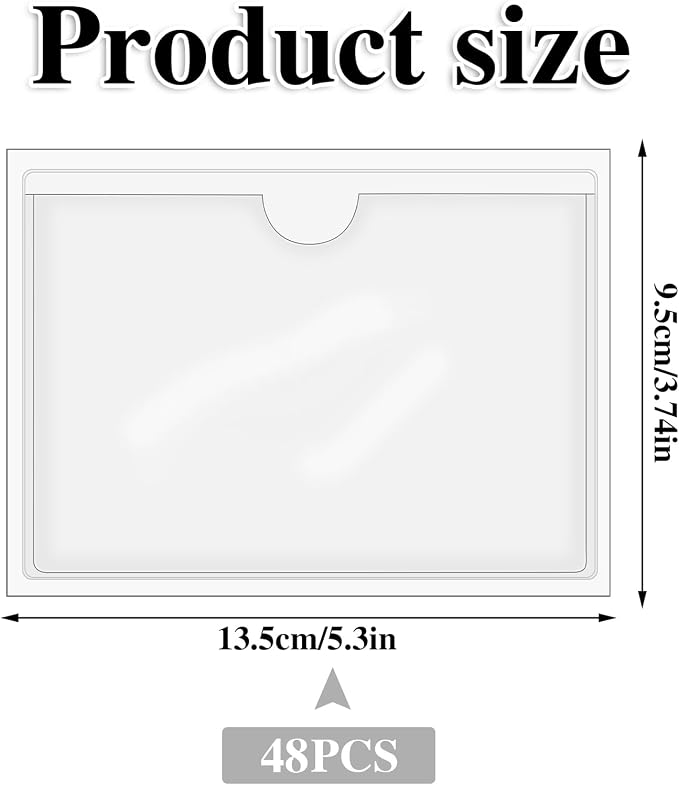 48 Pack 3" x 5" Index Card Holder Adhesive Label Holders Clear Tote Bag Labels - Image 2