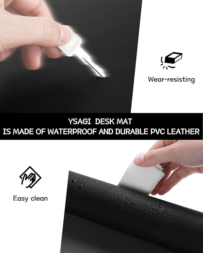 YSAGi Non-Slip Leather Desk Pad Long Size, Waterproof Laptop Computer Desk - Image 5