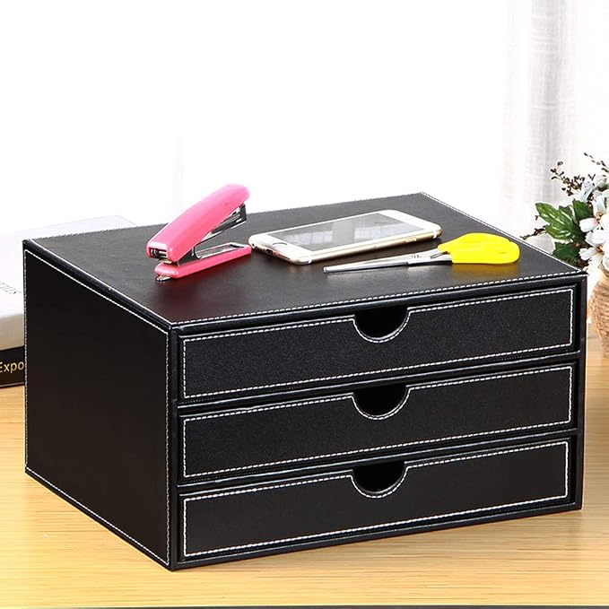 High-end PU Leather Desk Organizer File Cabinet Executive Office Supplies - Image 3