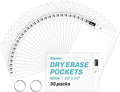 SUNEE 30 Packs Oversized Reusable Dry Erase Pocket Sleeves by SUNEE