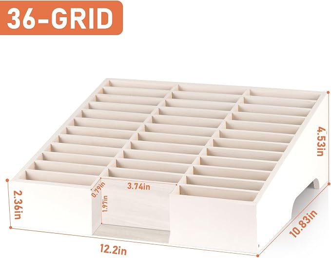 Wooden 36-Grid Cell Phones Storage Box Desktop Mobile Phone Holder Organizer - Image 6